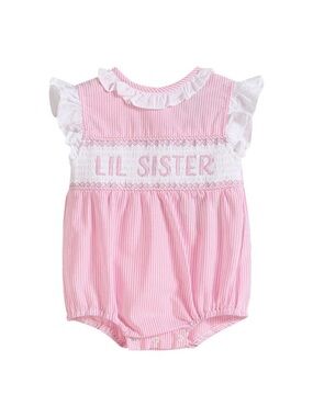 NWT Pink Striped Little Sister
Smocked Romper